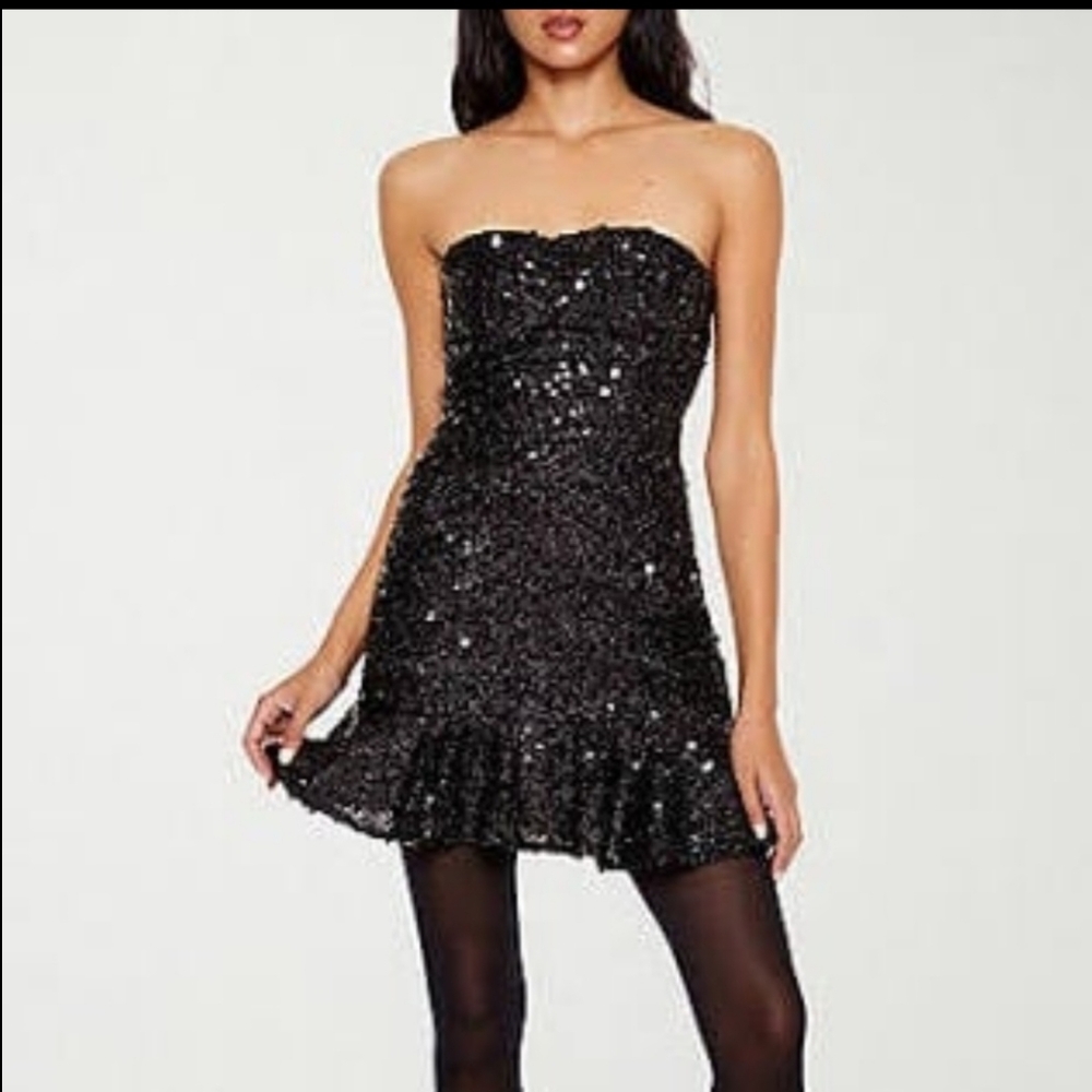 Forever‎ 21 Strapless Sequined Formal Mini Dress in Black NWT